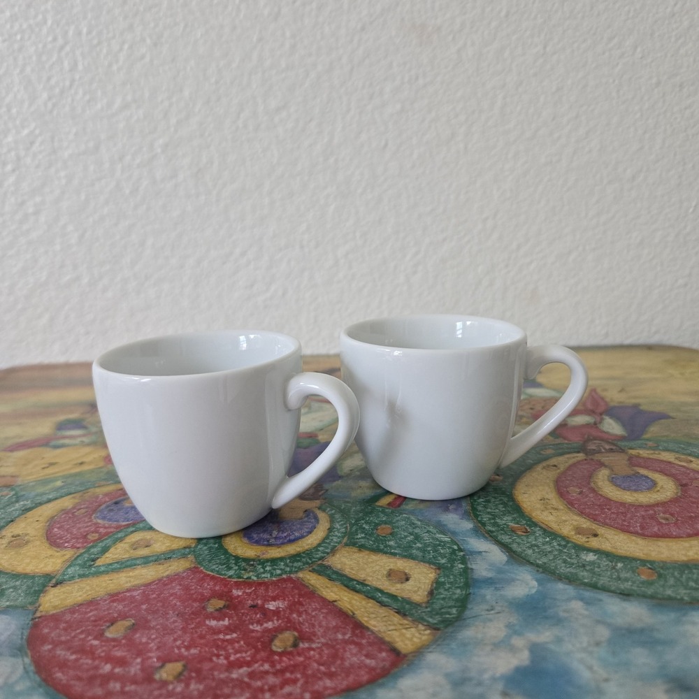 Williams Sonoma Open Kitchen Collection Espresso White Coffee Cups 2" Set of 2